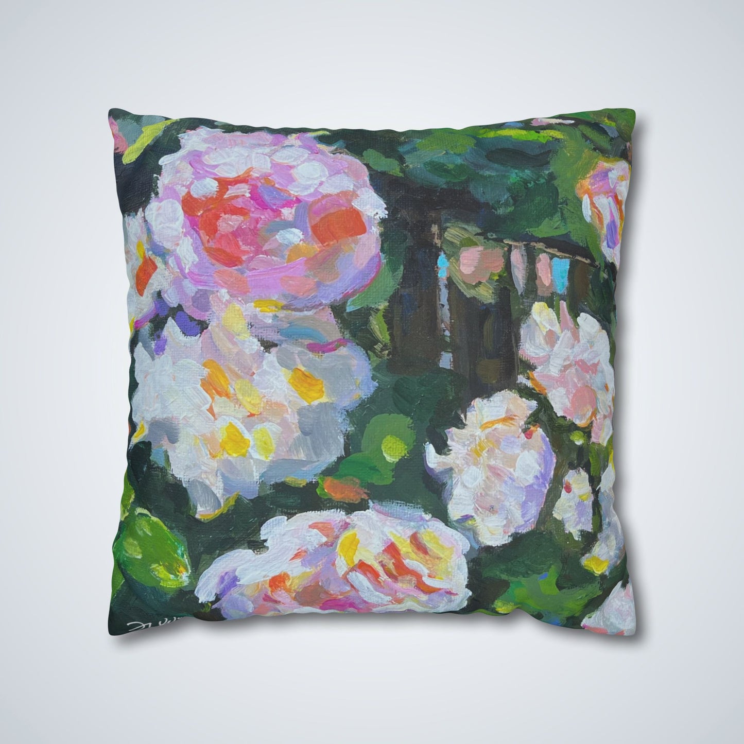 Seville Rose Square Poly Canvas Pillowcase