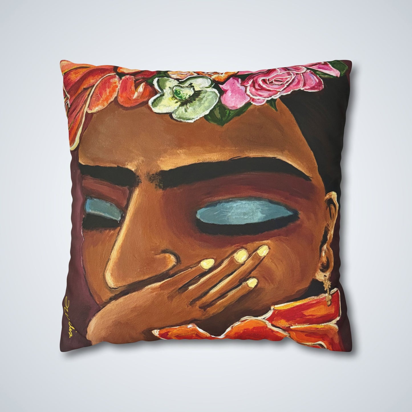 Frida Kahlo Square Poly Canvas Pillowcase