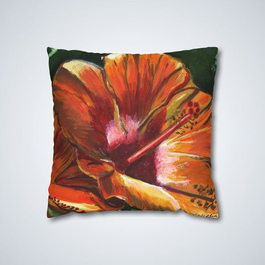 Hibiscus Square Poly Canvas Pillow Cover