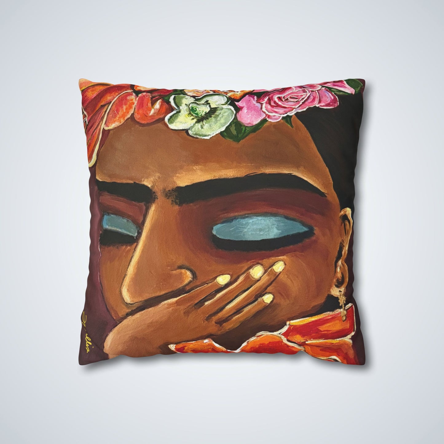 Frida Kahlo Square Poly Canvas Pillowcase