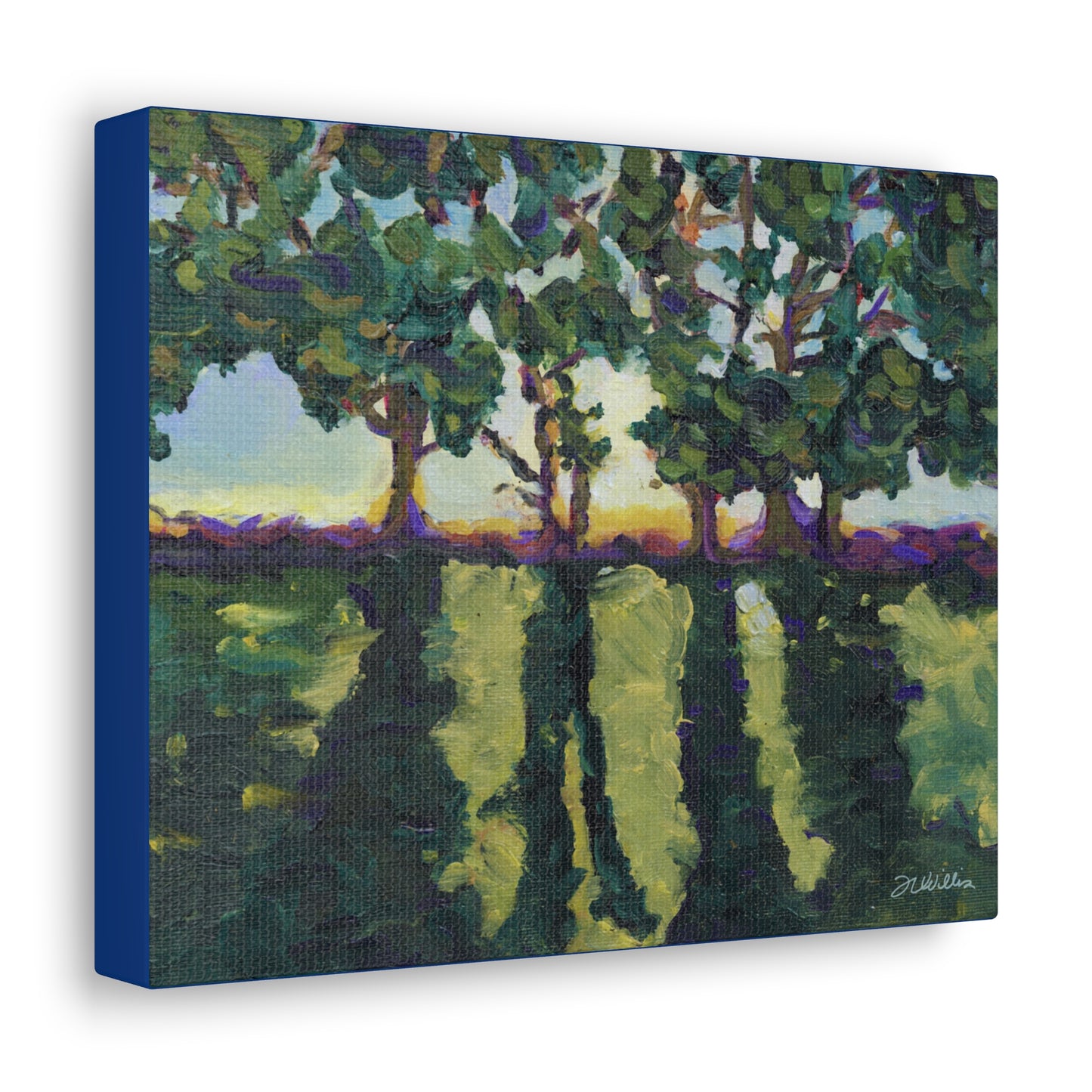 Winery at Sunset Canvas Gallery Wrap with Dark Blue Border