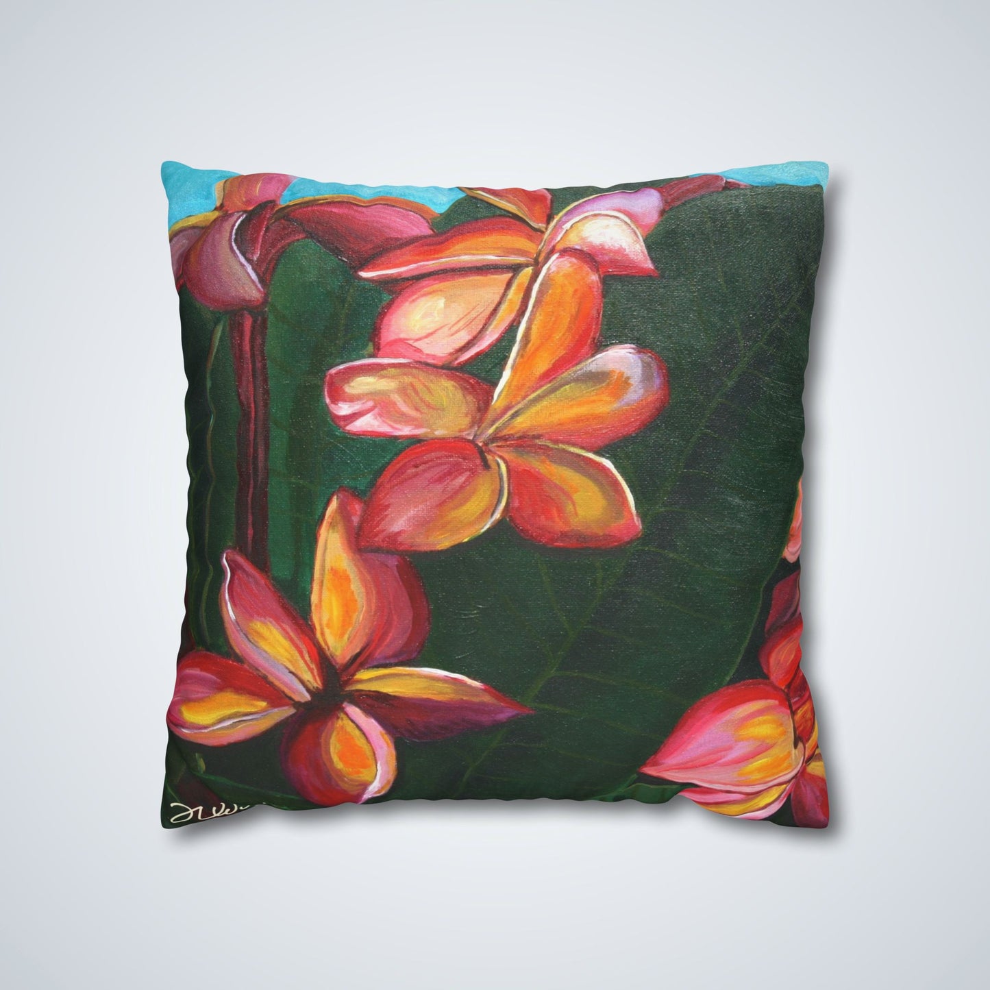 Plumeria Square Poly Canvas Pillowcase