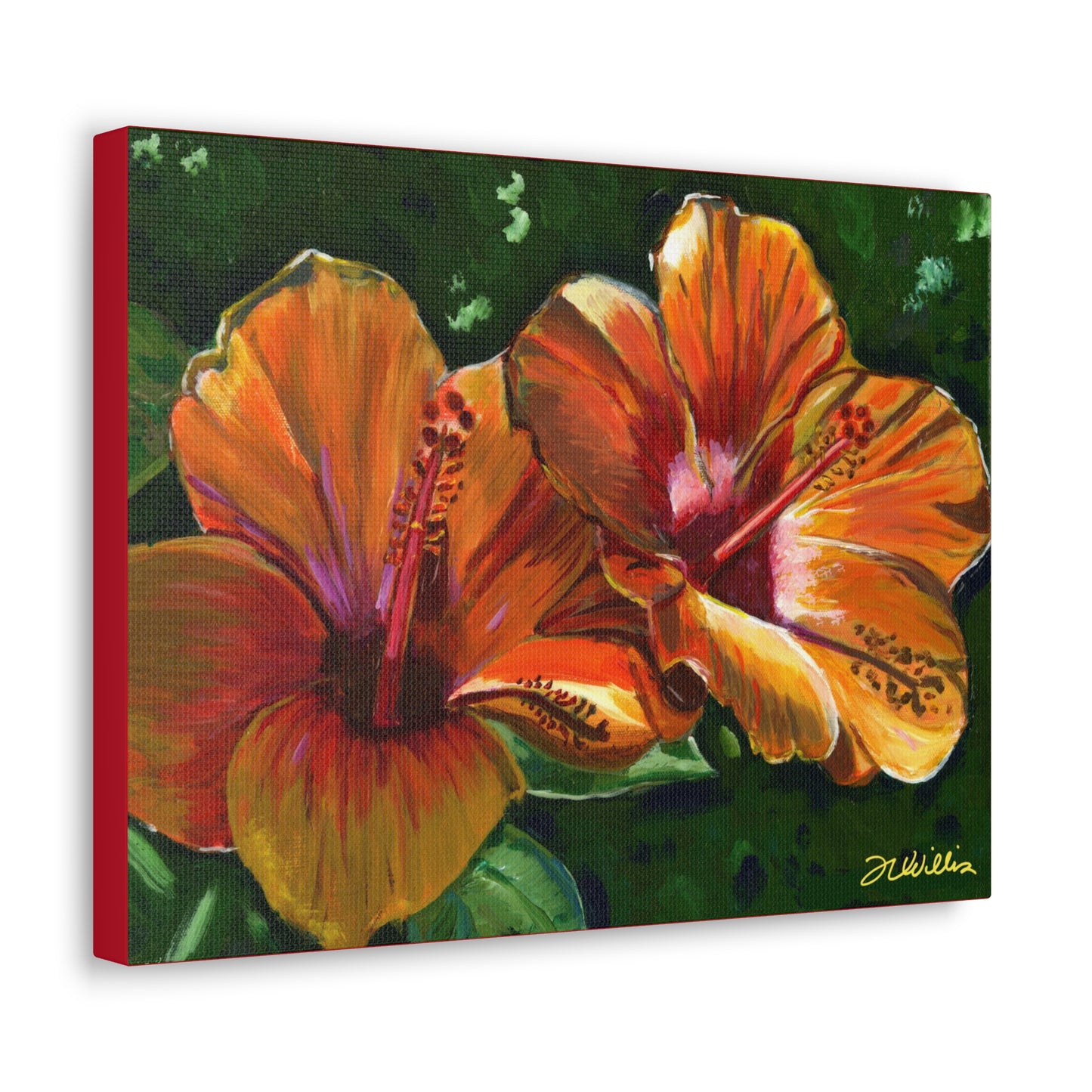 Hibiscus Canvas Gallery Wrap with Red Border