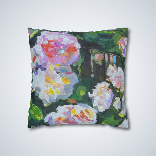 Seville Rose Square Poly Canvas Pillowcase