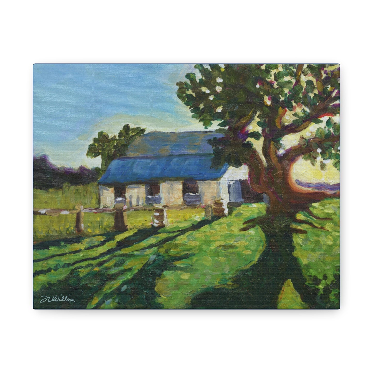 Winery Stables Canvas Gallery Wrap with Dark Blue Border
