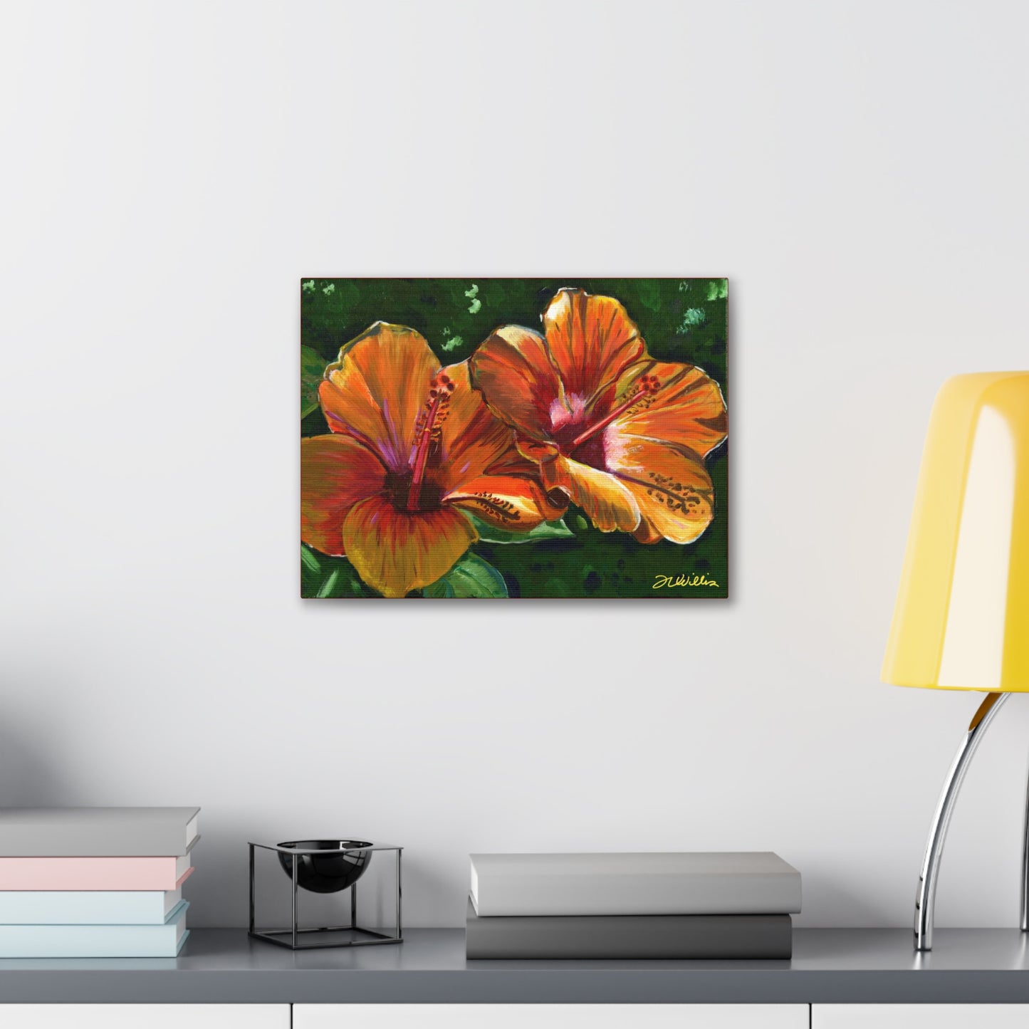 Hibiscus Canvas Gallery Wrap with Red Border
