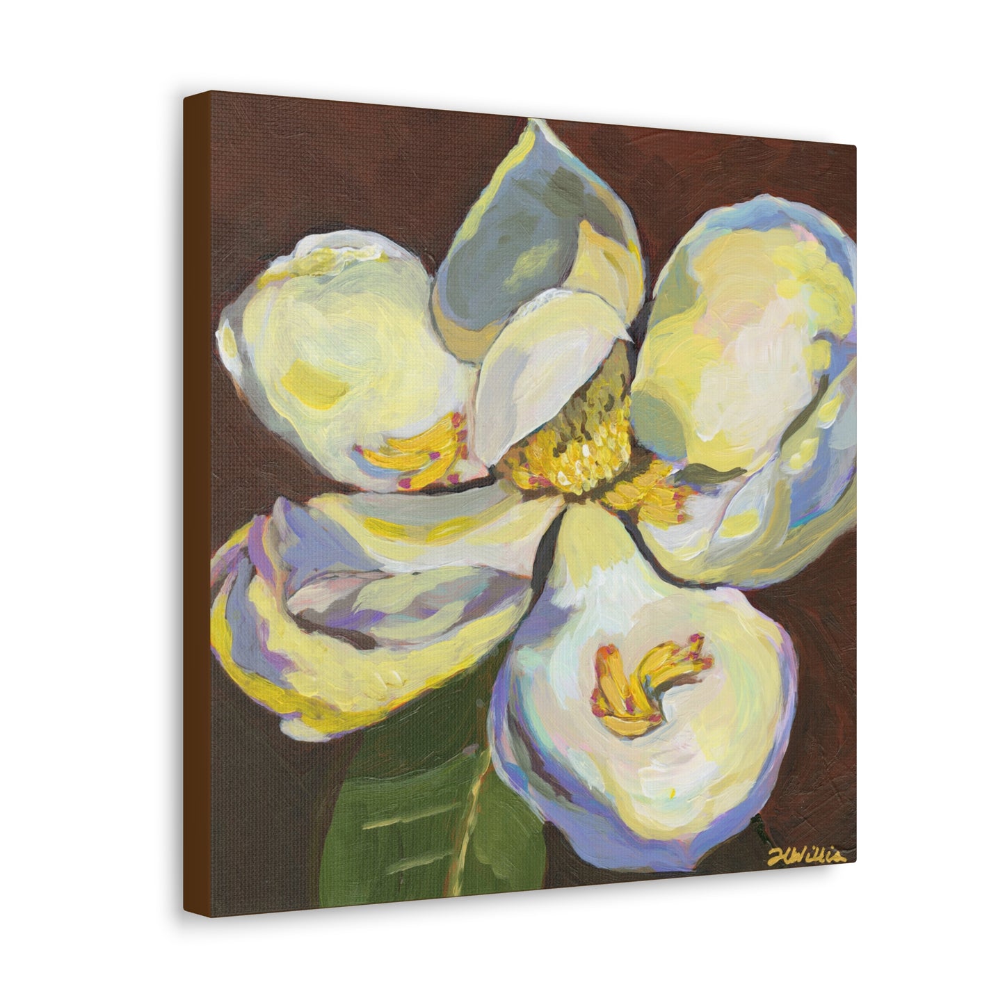 Magnolia2 Canvas Wrap with Coffee Border