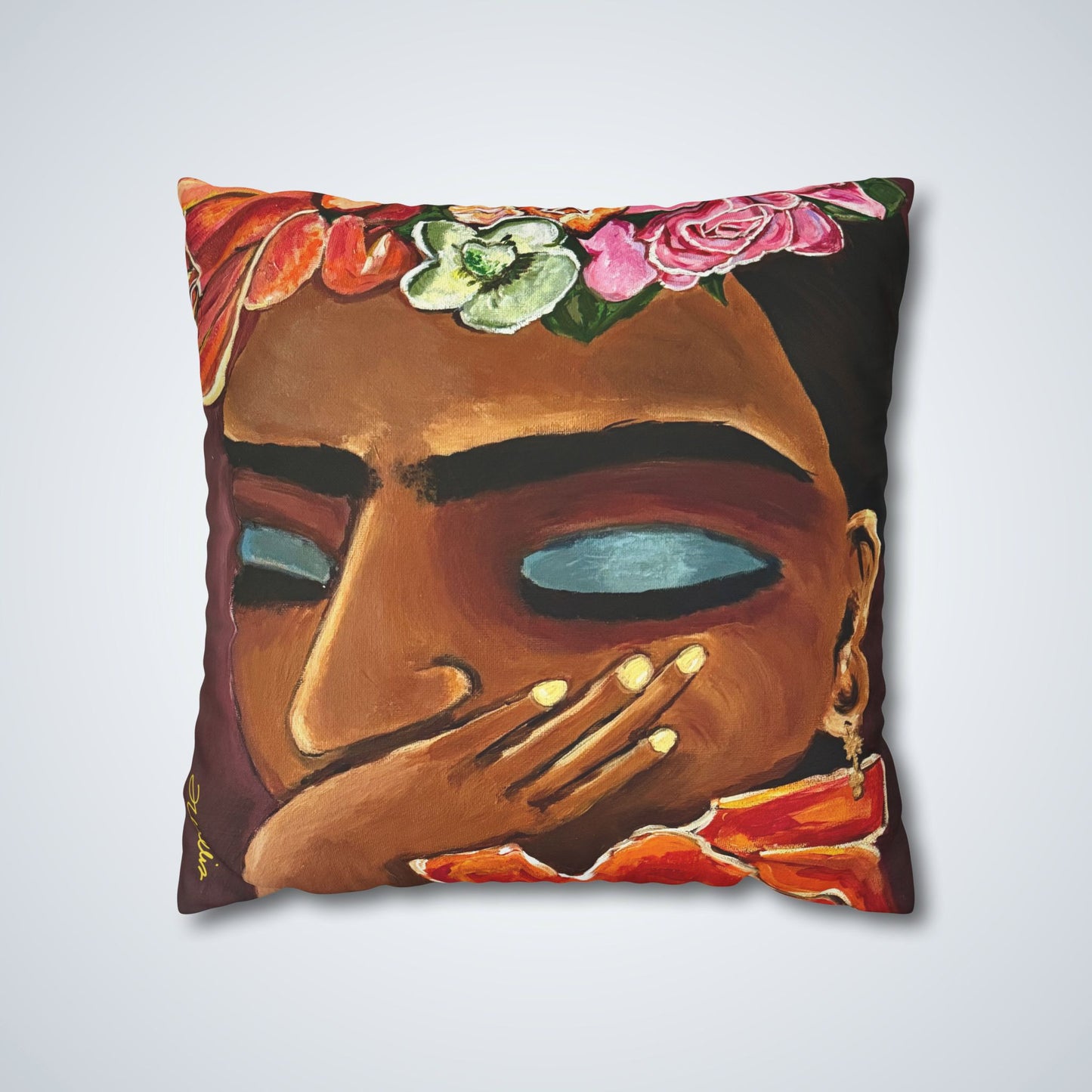 Frida Kahlo Square Poly Canvas Pillowcase