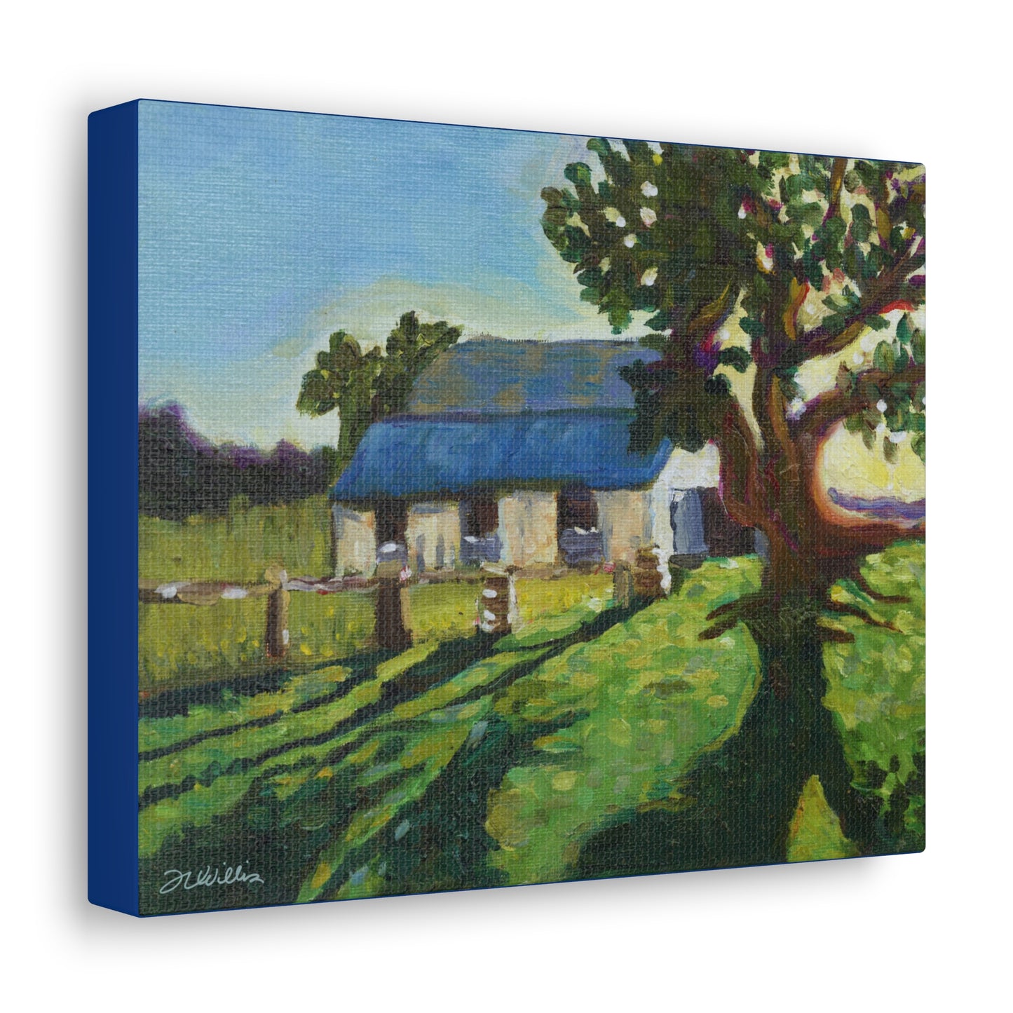 Winery Stables Canvas Gallery Wrap with Dark Blue Border