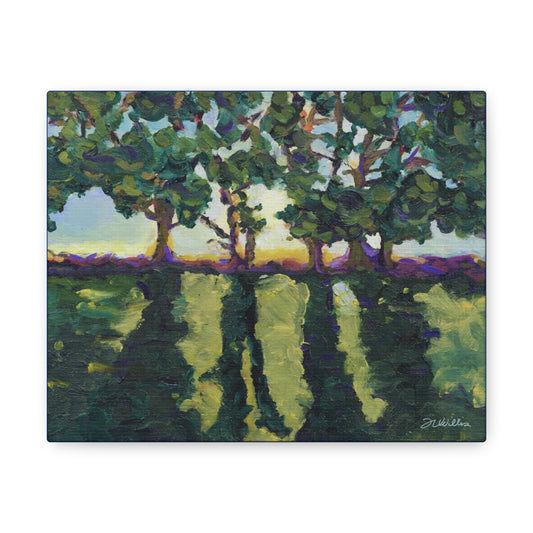 Winery at Sunset Canvas Gallery Wrap with Dark Blue Border